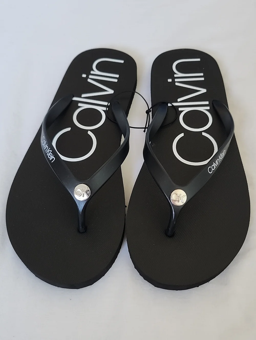 Calvin Klein Salma Women's Logo Flip Flop Sandals Black Size 10 NWT